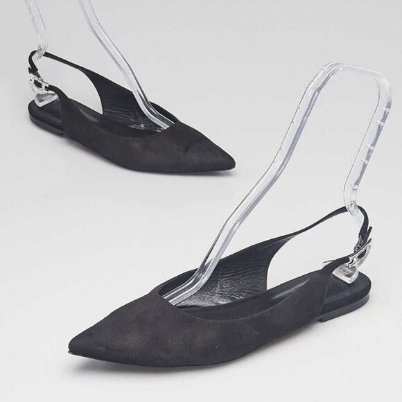 Hermes Black Suede Goatskin Brillante Ballet Flats Size 9/39.5 - Picture 1 of 5